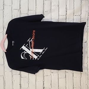 Calvin Klein Mens' CK Graphic Crew Neck Short Sleeve Tee in Black